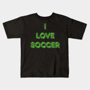 I Love Soccer - Green Kids T-Shirt